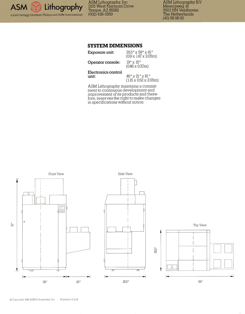 ASML PAS 2500/10/20 Wafer Stepper Systems